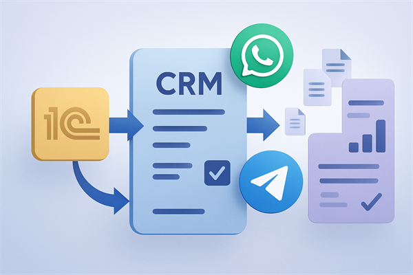 Интеграция 1С с мессенджерами WhatsApp и Telegram через CRM: выгрузка остатков и статусов заказов