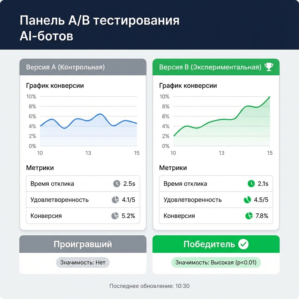 Дашборд A/B тестирования AI ботов
