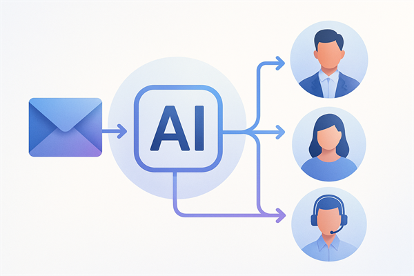 Схема автоматического triage: AI анализирует обращение и маршрутизирует к нужному специалисту