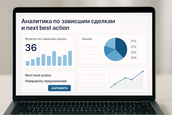 Аналитика по зависшим сделкам и next best action на экране ноутбука