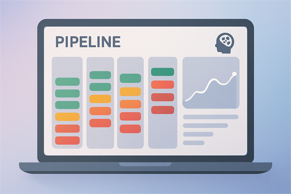 Дашборд Pipeline Health: воронка продаж с метриками скорости, конверсии по этапам и зависшими сделками