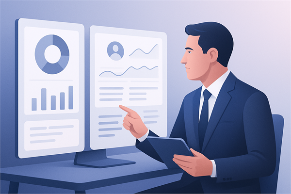 CEO анализирует дашборды CRM