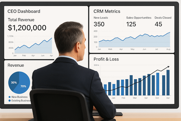 Дашборд CEO с метриками CRM и P&L