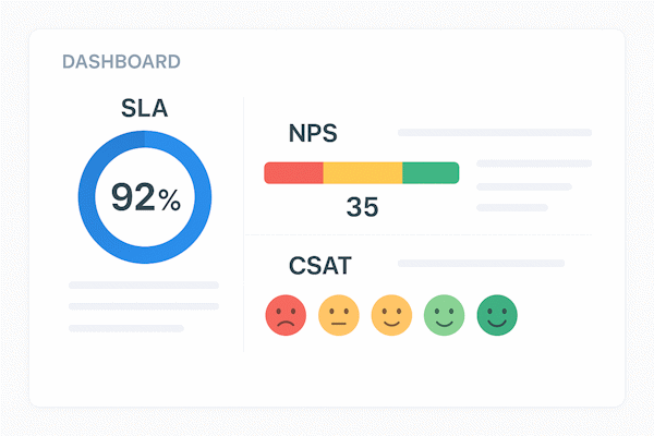 Дашборд SLA, NPS и CSAT для CEO