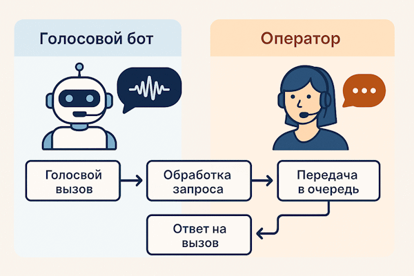 Диаграмма работы голосового бота и оператора в колл-центре