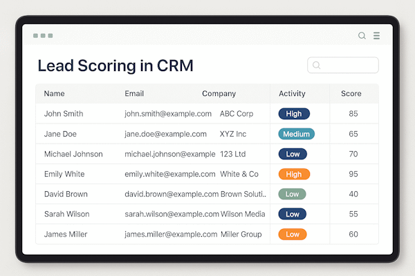Экран с таблицей lead scoring в CRM