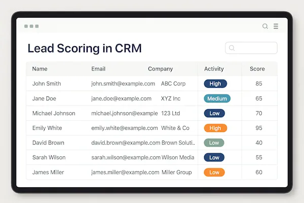Экран с таблицей lead scoring в CRM