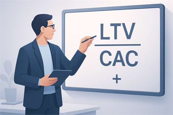 Формулы LTV и CAC на доске для расчета юнит-экономики