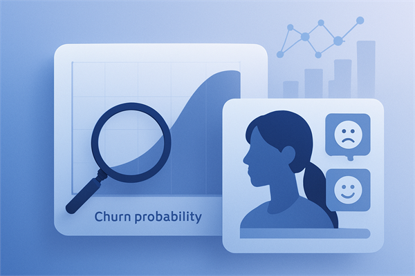 График вероятности оттока и анализ тональности клиента