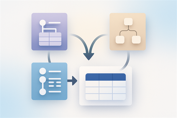 Схема нормализации: разные модели данных CRM, 1С, Helpdesk сходятся в unified model