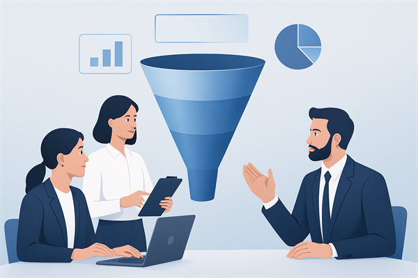 Команда обсуждает воронку продаж