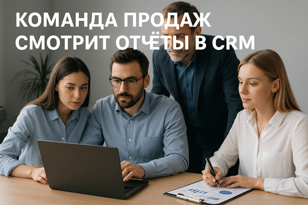 Команда продаж смотрит отчёты в CRM