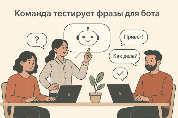 Команда тестирует фразы для бота