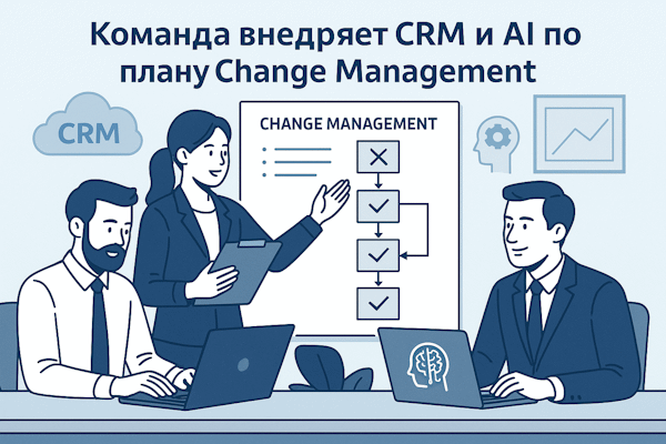 Команда внедряет CRM и AI по плану change management