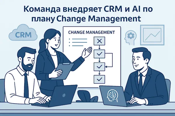 Команда внедряет CRM и AI по плану change management