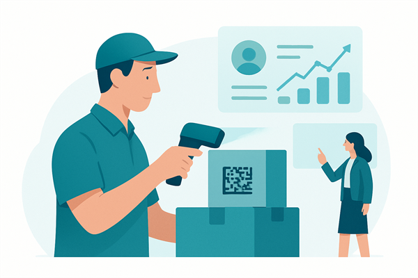 Кладовщик сканирует код Data Matrix на упаковке при сборке заказа