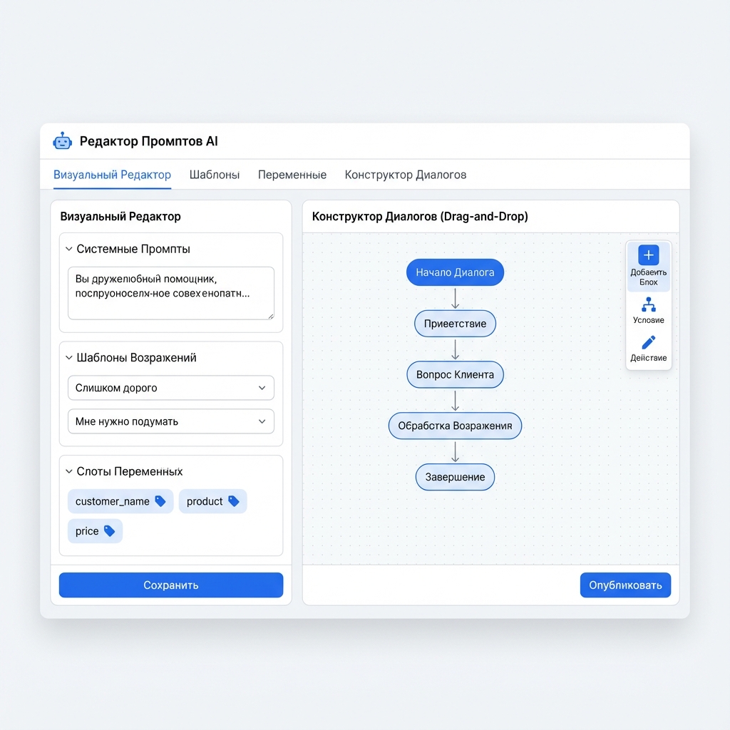 No-Code интерфейс редактора промптов для AI бота