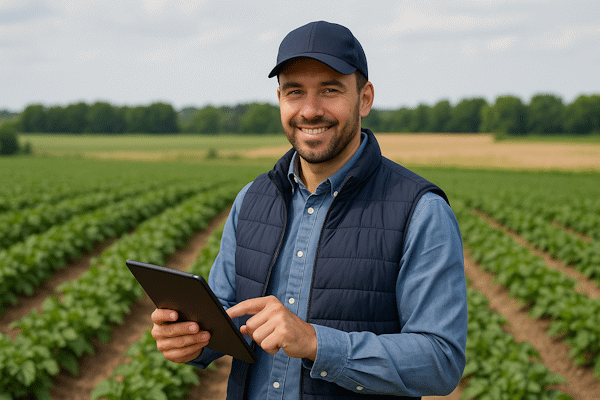 Полевой продавец с планшетом