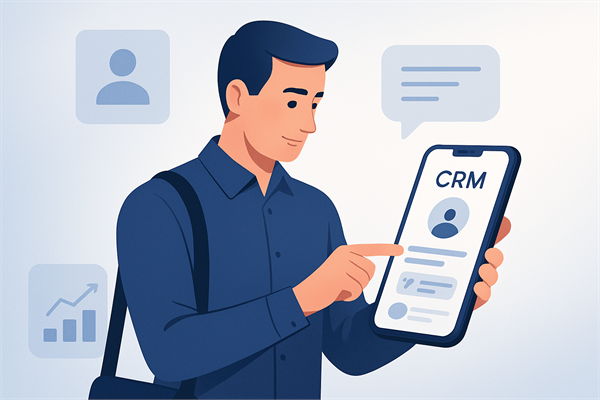 Полевой менеджер работает с мобильной CRM