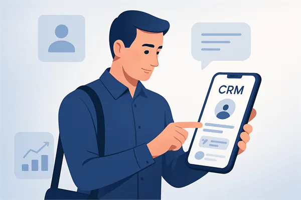 Полевой менеджер работает с мобильной CRM