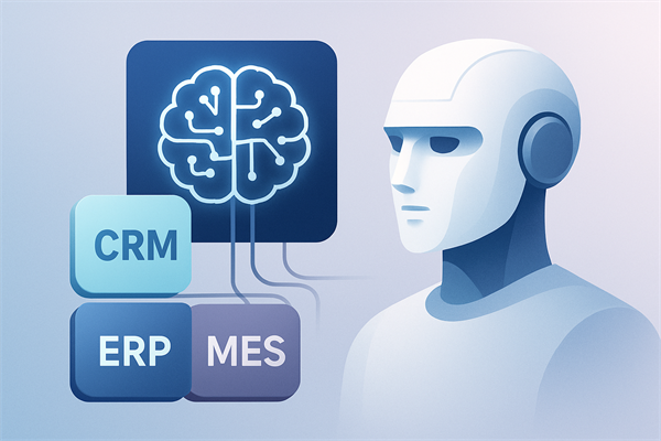Схема интеграции CRM с ERP и MES-системами на производстве