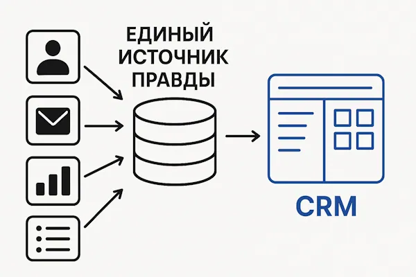 Схема построения единого источника правды (SSOT) в CRM
