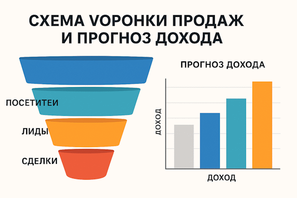 Схема воронки продаж и прогноз дохода