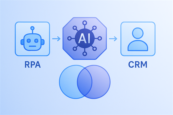 Диаграмма сравнения подходов к автоматизации: RPA, CRM и интеграции