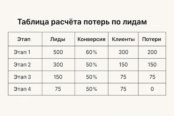 Таблица расчёта потерь: сколько стоит забыть клиента