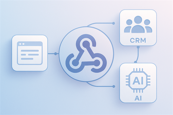 Схема работы вебхука в CRM — событие вызывает HTTP-запрос на внешний сервер